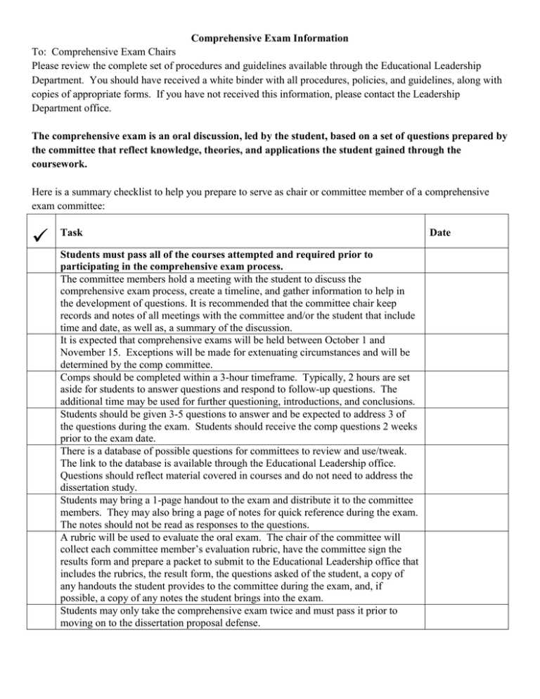 how to answer comprehensive exam