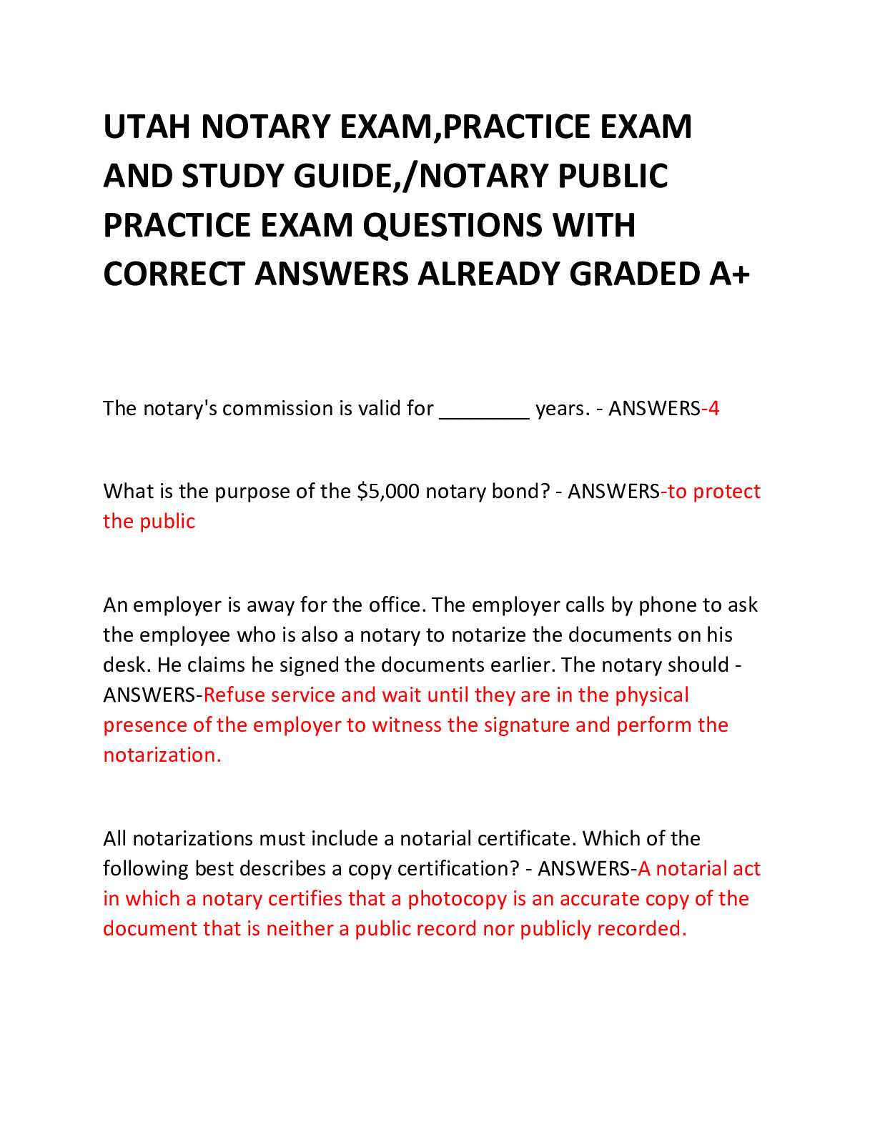 notary public exam questions and answers