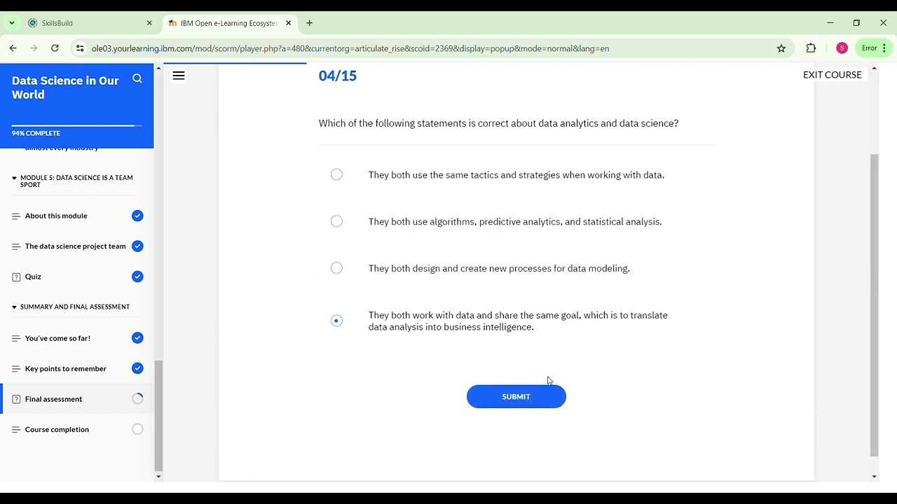 ibm data science final exam answers