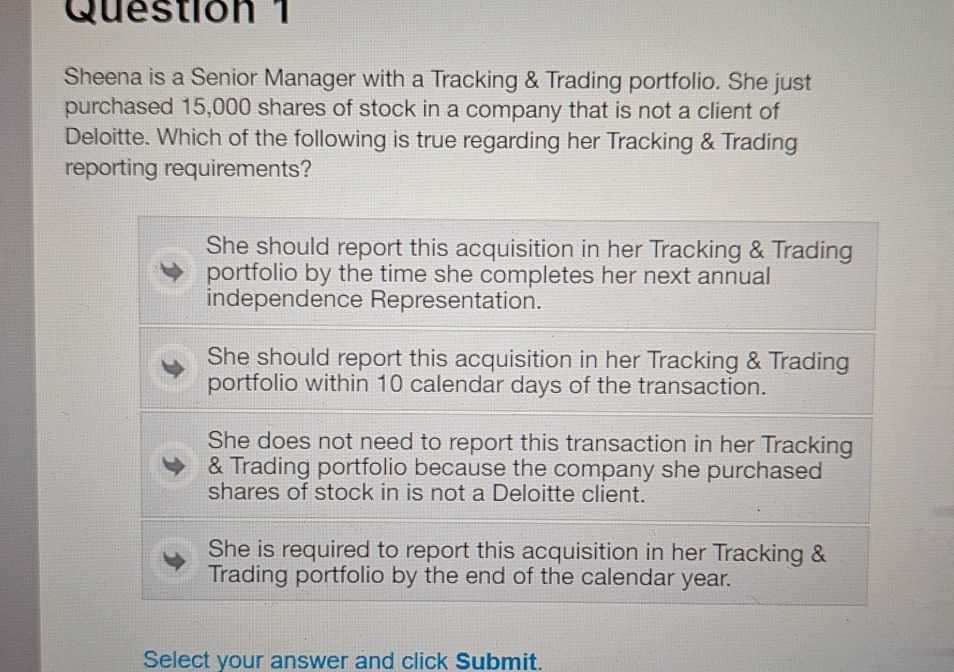 deloitte tracking and trading exam answers