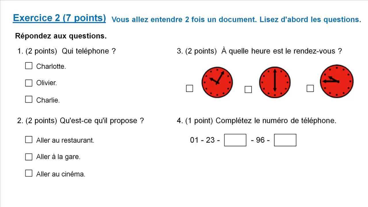 delf a1 exam sample papers with answers