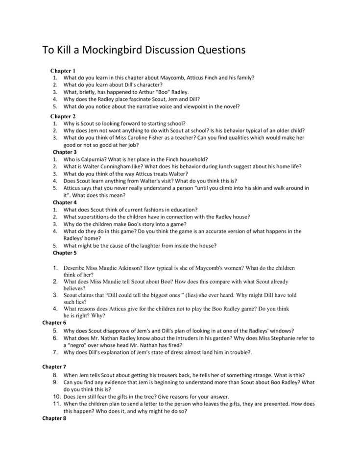 to kill a mockingbird chapter 5 answers