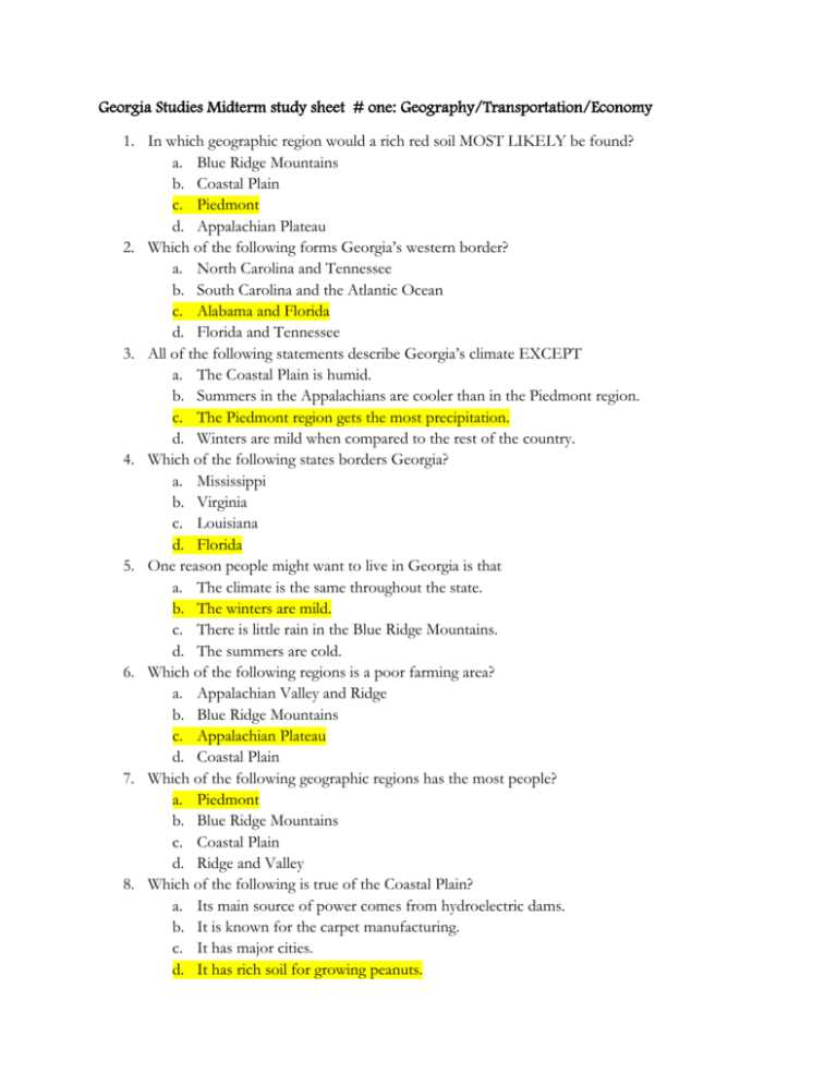 world geography midterm exam study guide answers