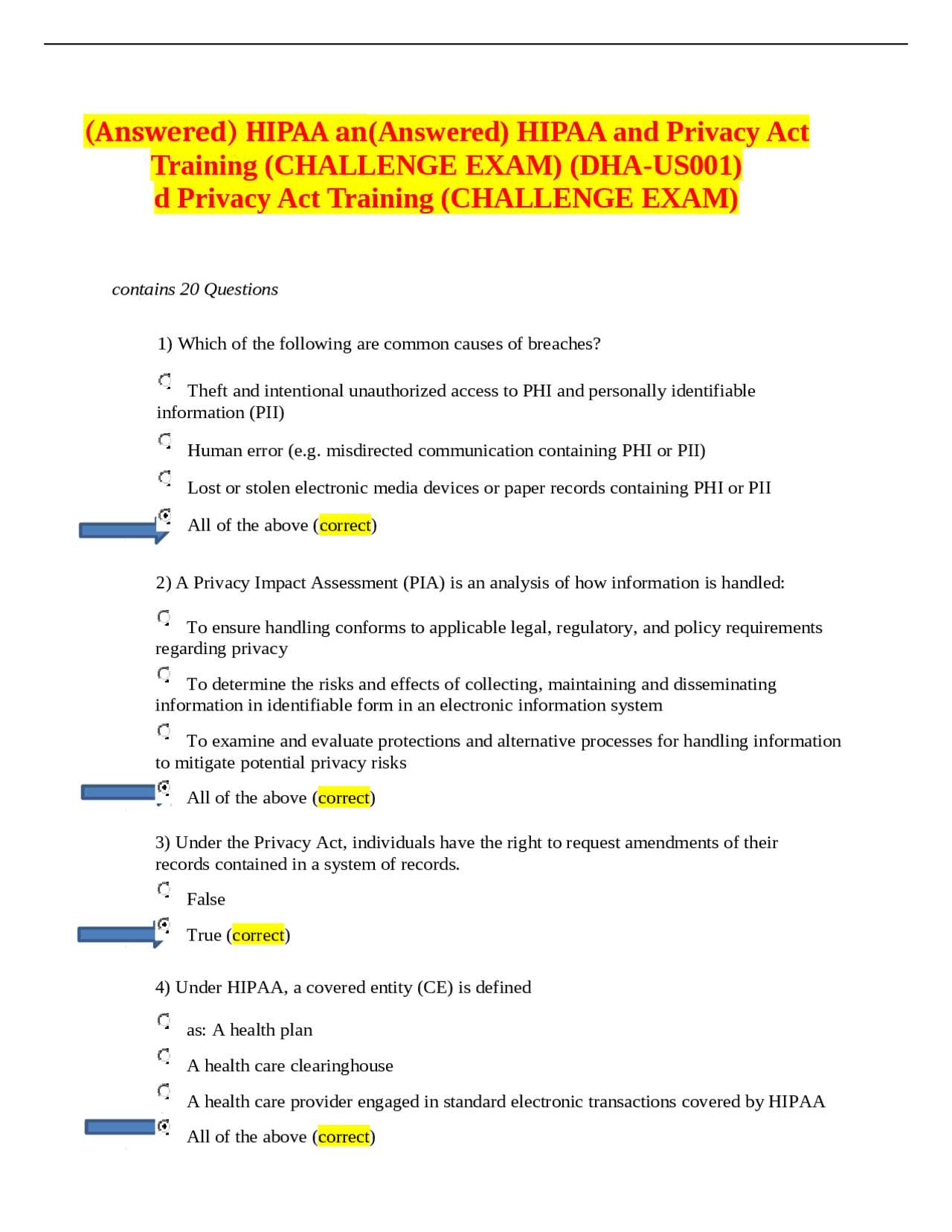 jko hipaa training challenge exam answers