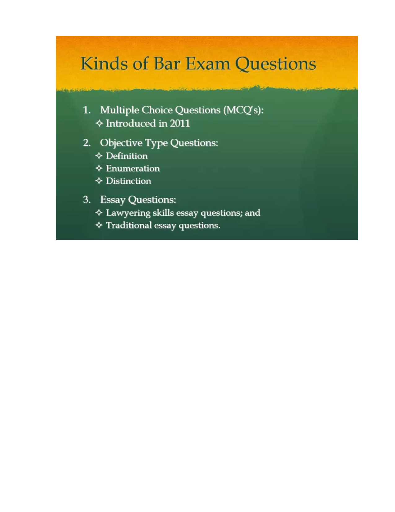 2011 bar exam questions and answers