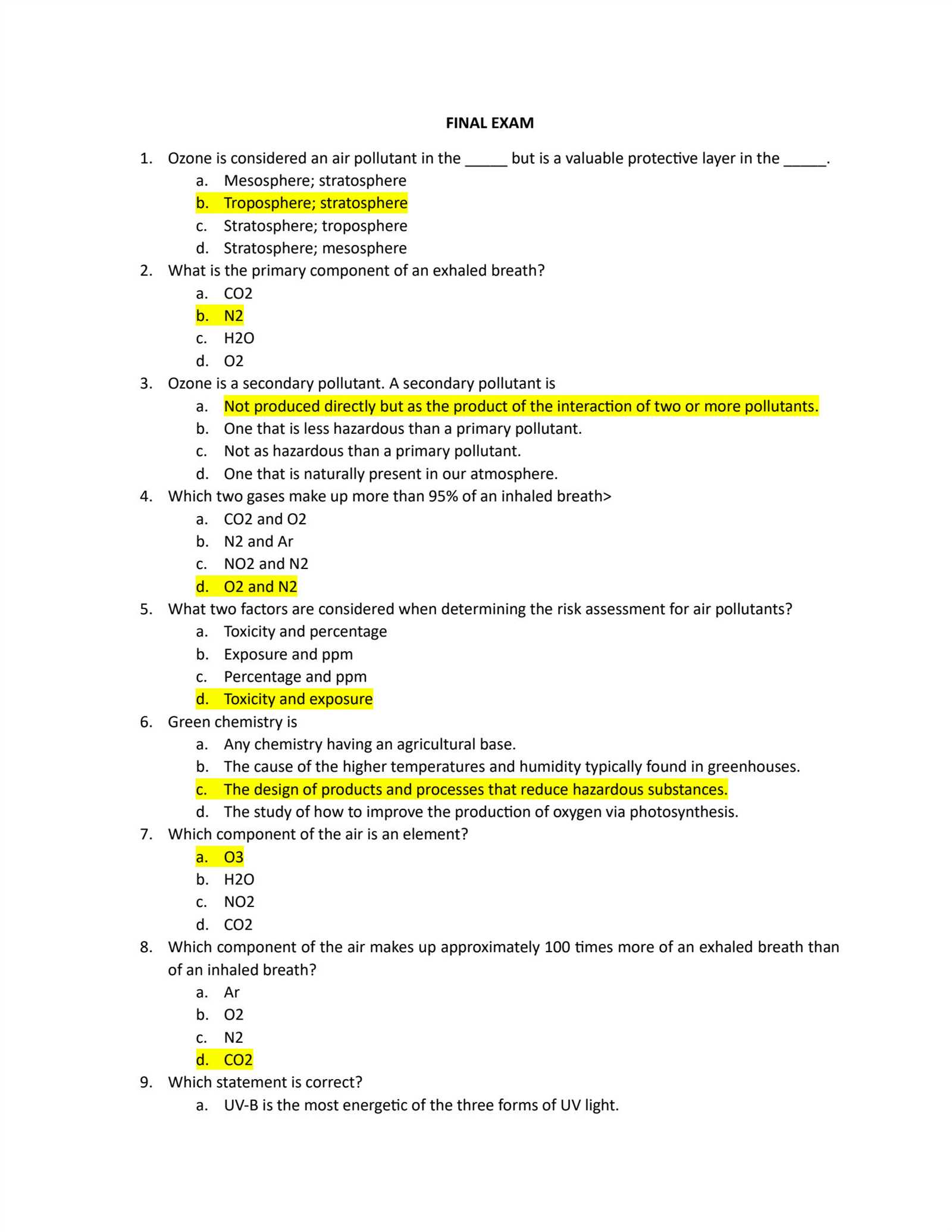 intro to engineering final exam answer key