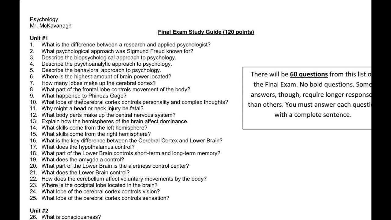 intro to psychology final exam answers