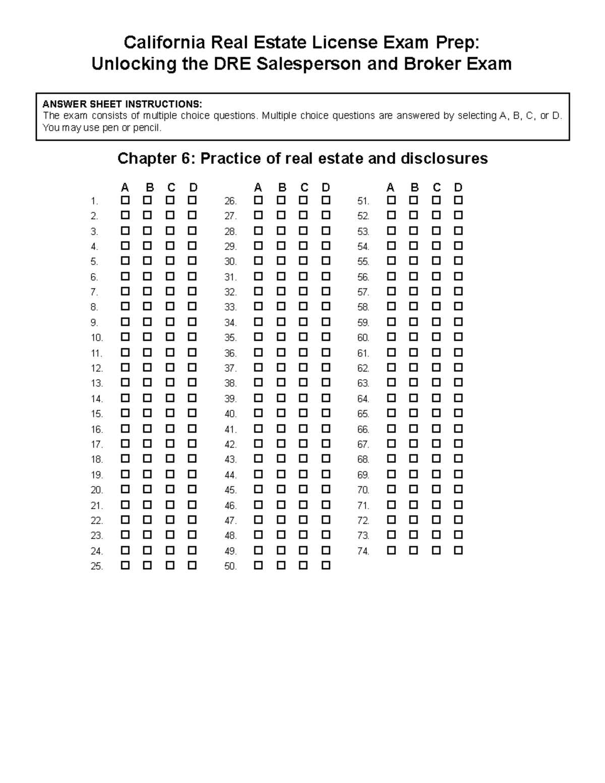 california real estate exam questions and answers