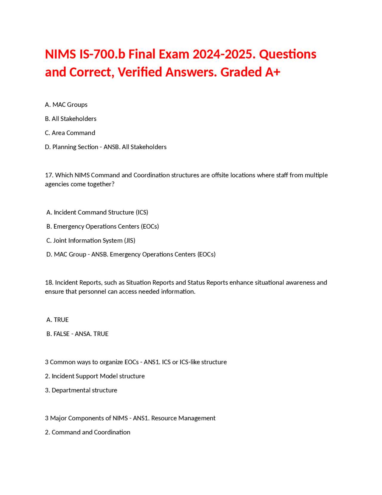 is 0700.b final exam answers