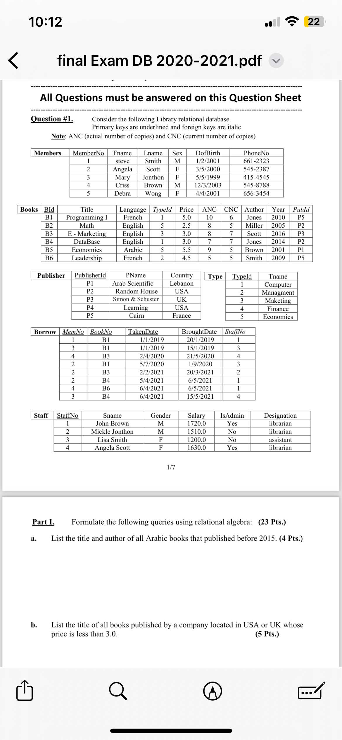 it final exam answers