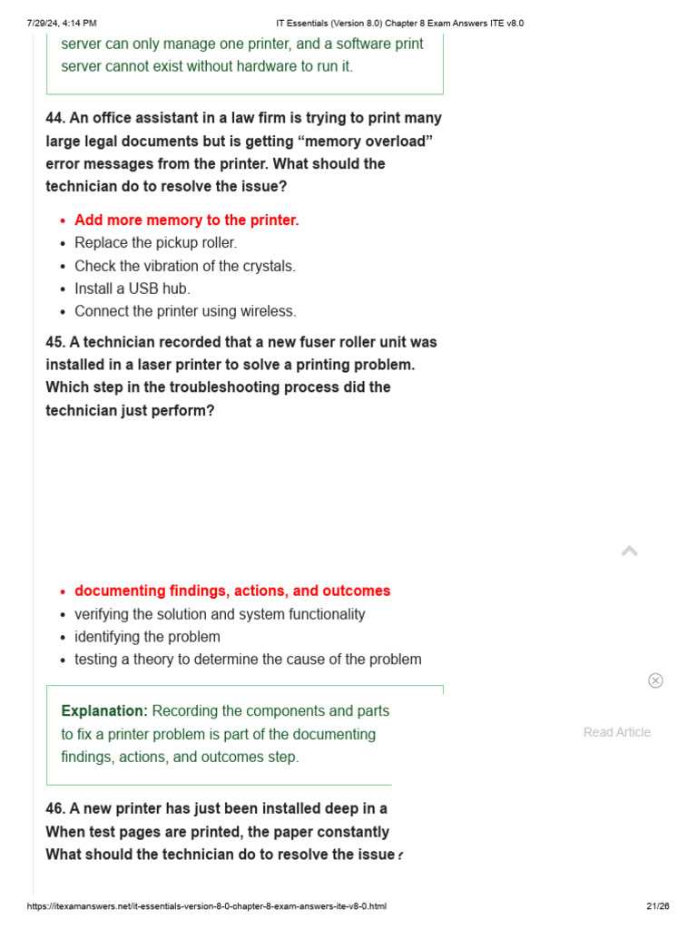 ite chapter 8 exam answers