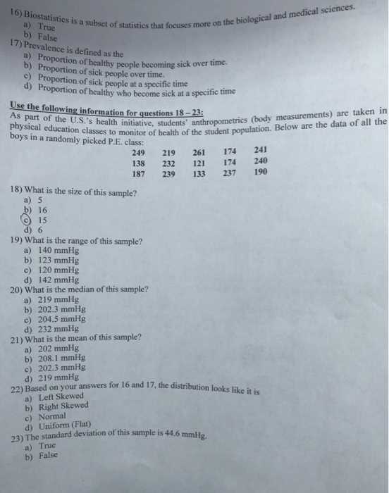 medical statistics exam questions and answers