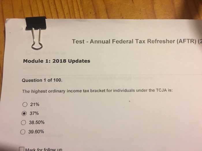 annual federal tax refresher exam answers