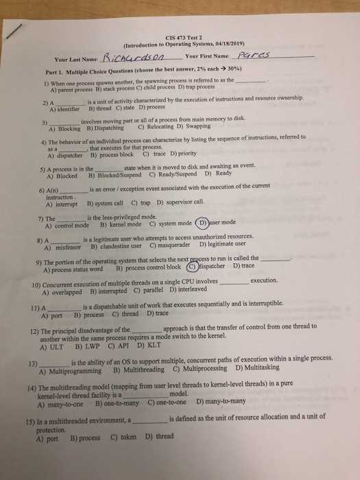 operating system final exam questions and answers