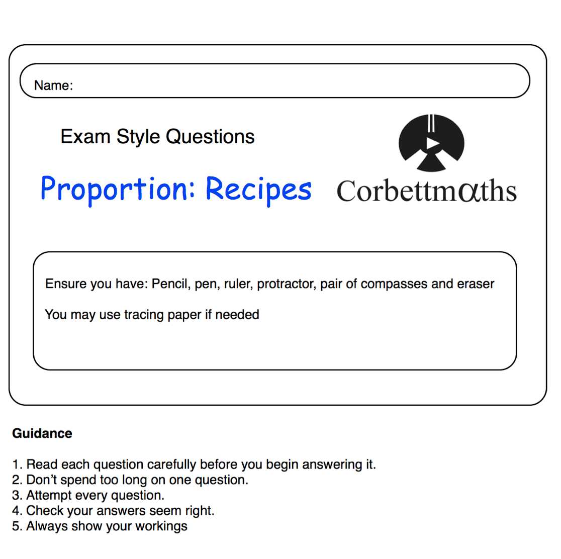 corbettmaths exam style questions answers