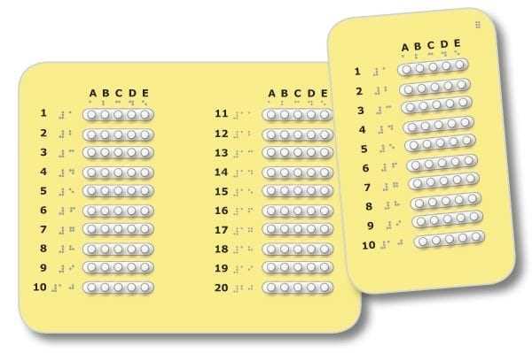 100 multiple choice answer sheet