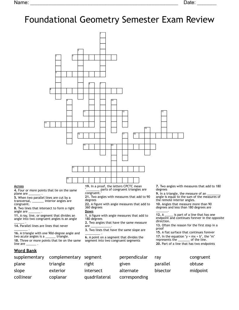 geometry a final exam review packet answers