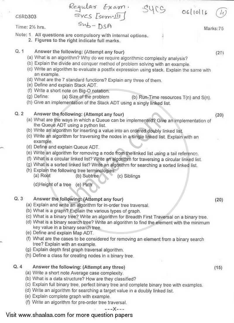 data structure exam questions and answers