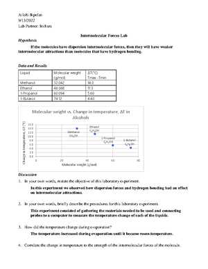 intermolecular forces lab answers