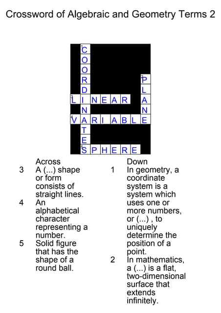 some geometry exam answers crossword clue