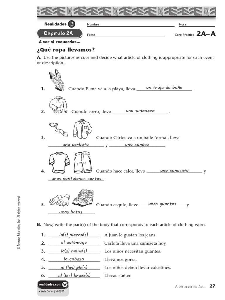 chapter assessment examen del capitulo 2a answers