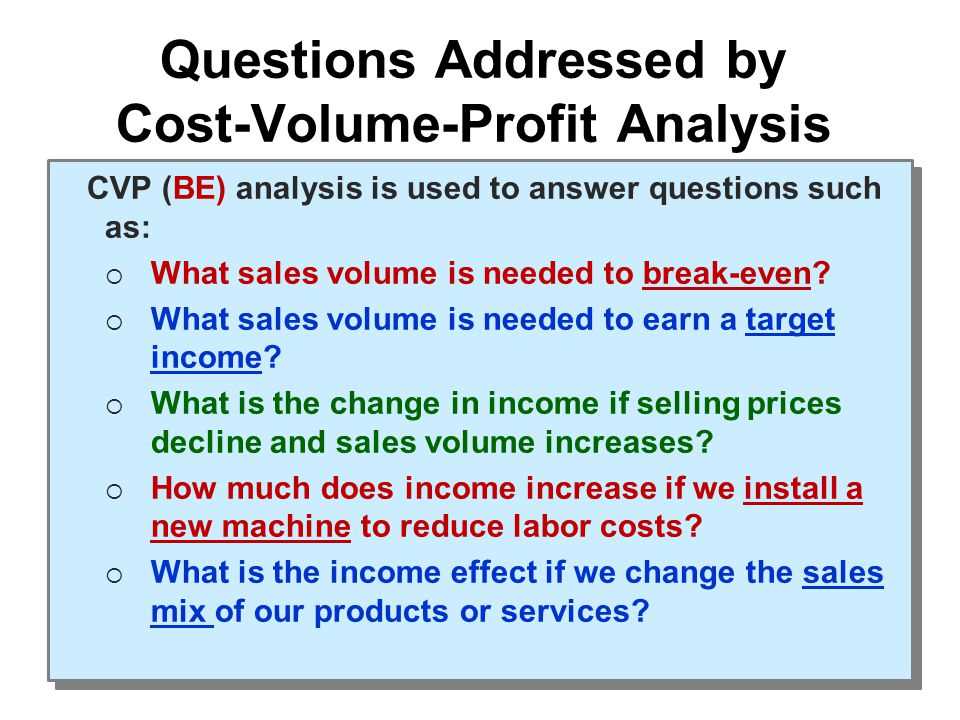 cost volume profit analysis exam questions and answers