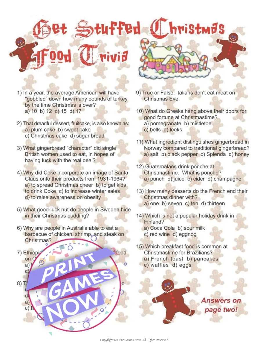 christmas trivia and answers printable