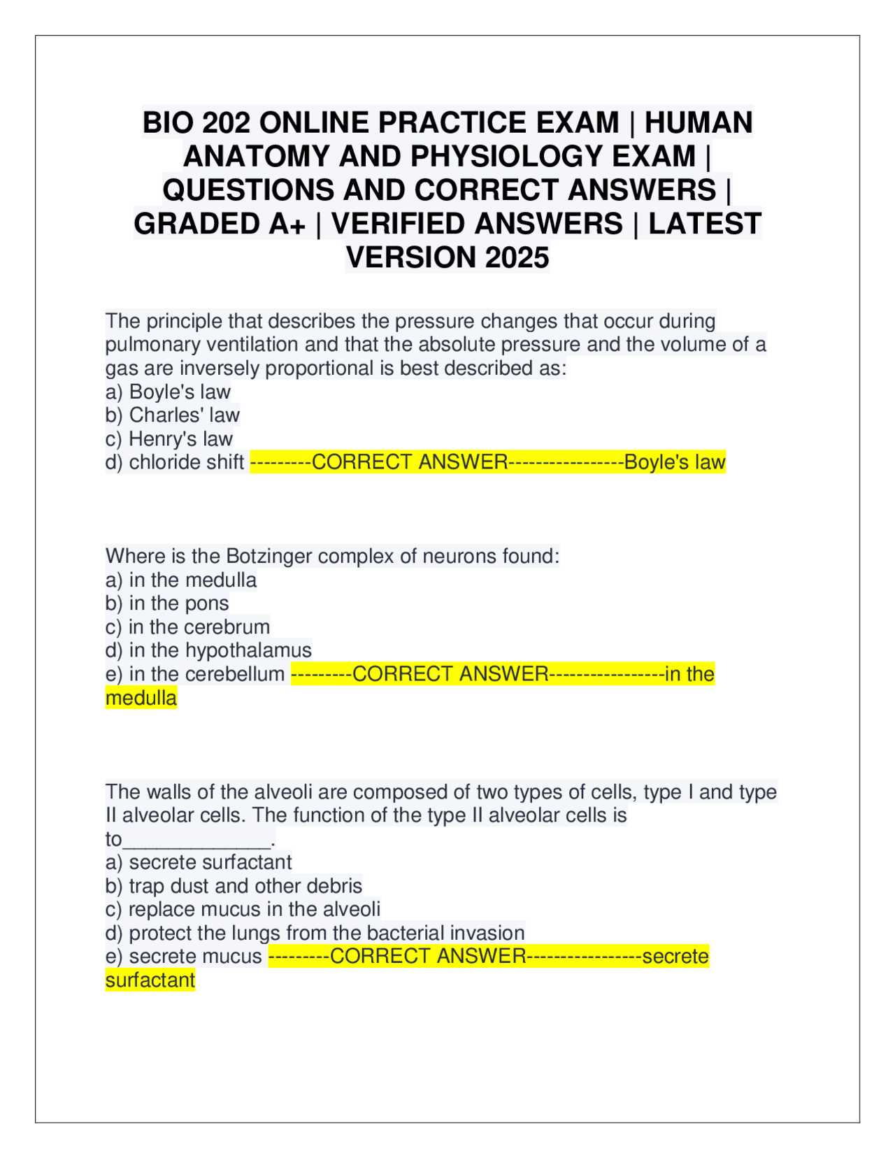 anatomy and physiology final exam practice