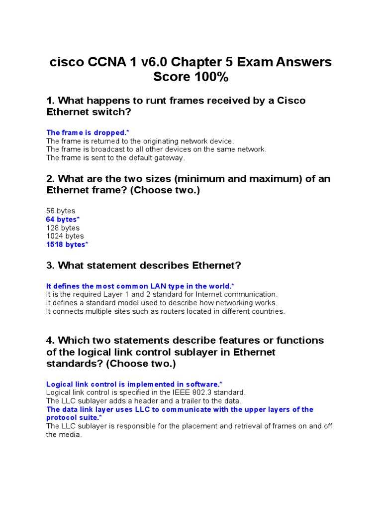 cisco exam answers