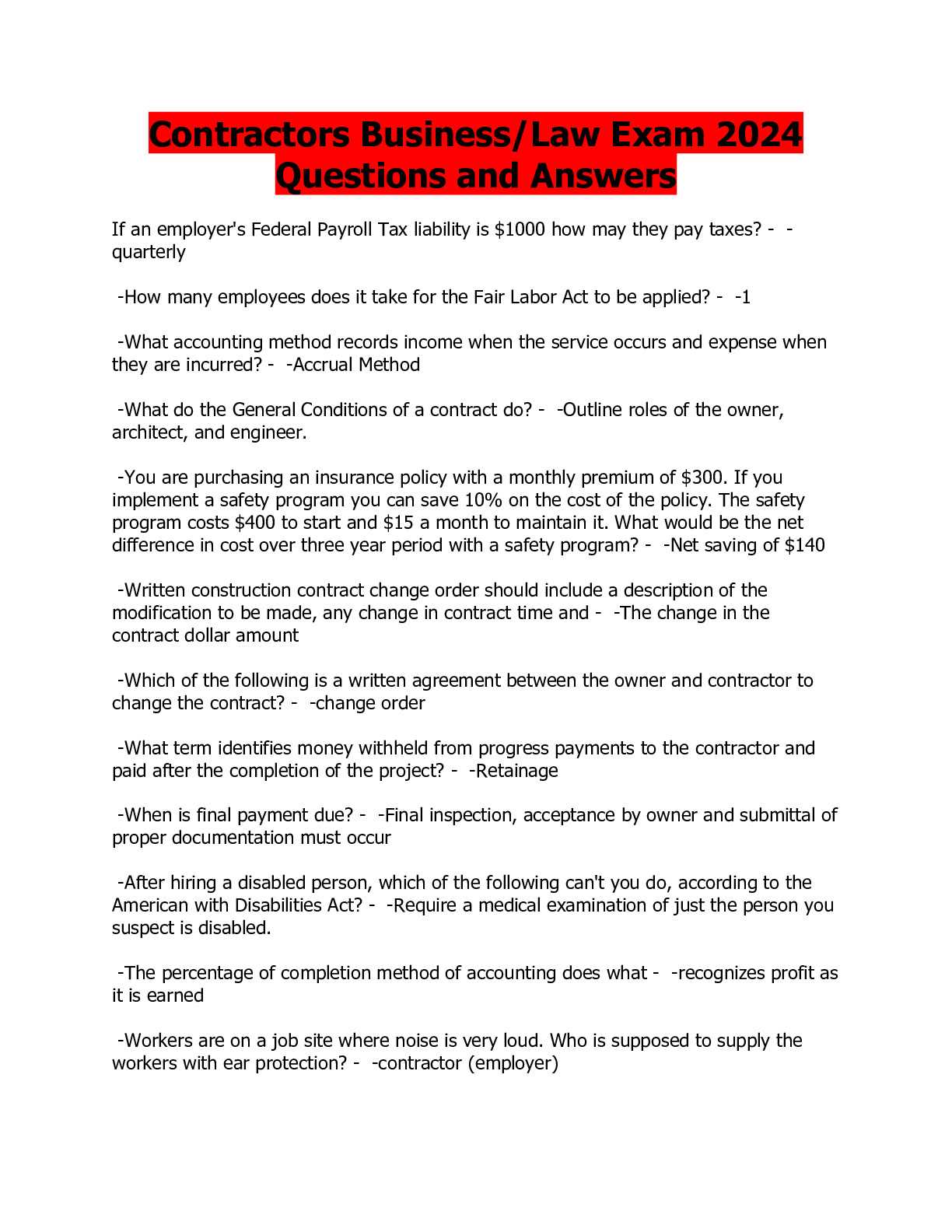 construction law exam questions and answers