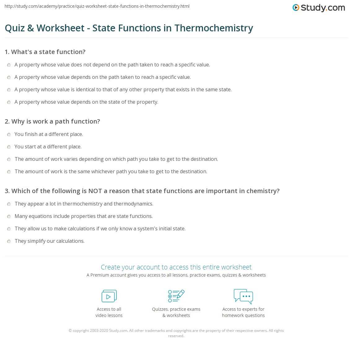 thermochemistry exam questions answers