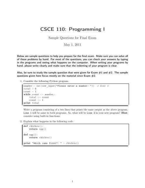 computer programming exam questions and answers