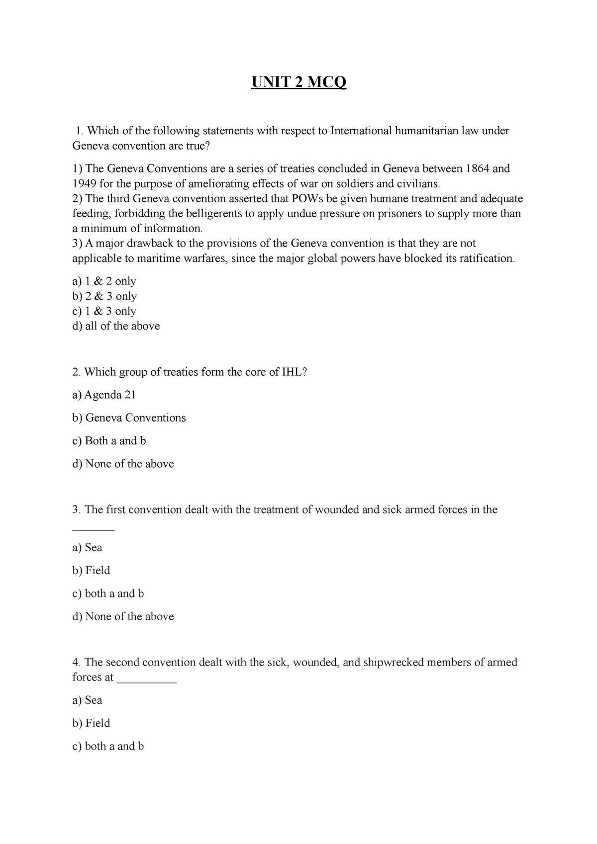 international humanitarian law exam questions and answers