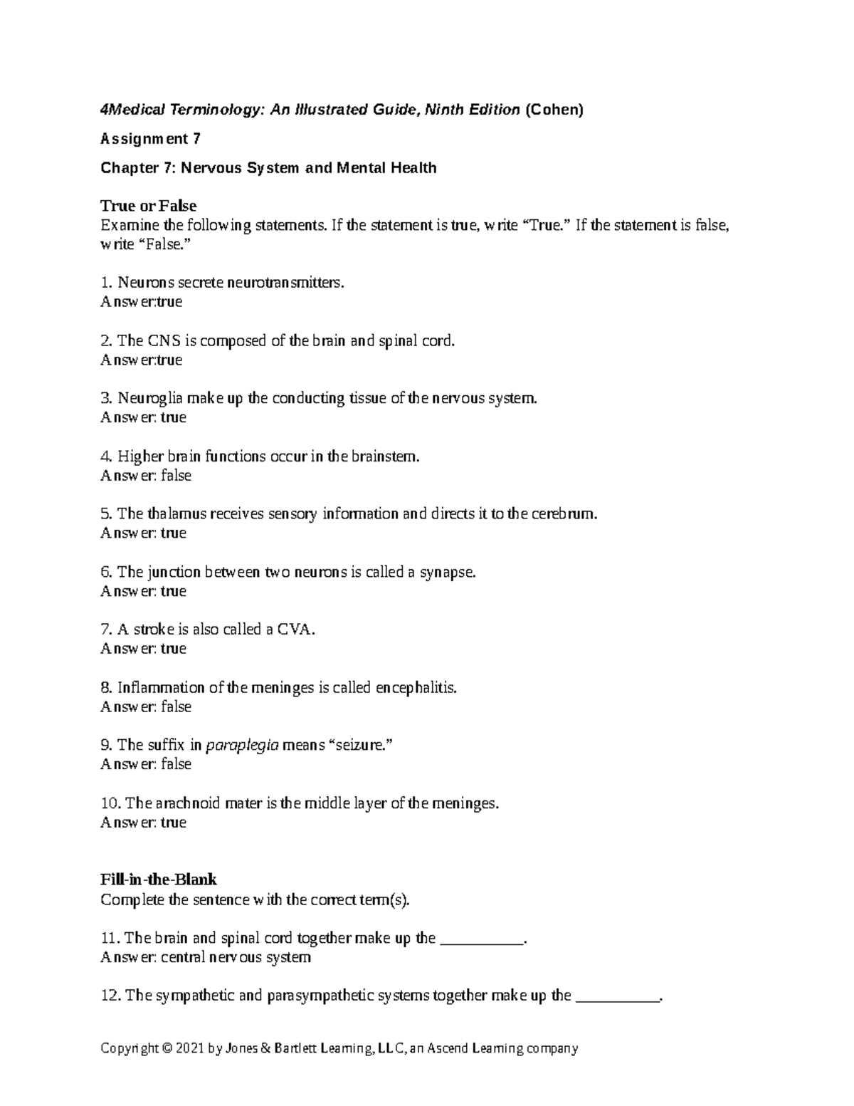 medical terminology ch 7 answers