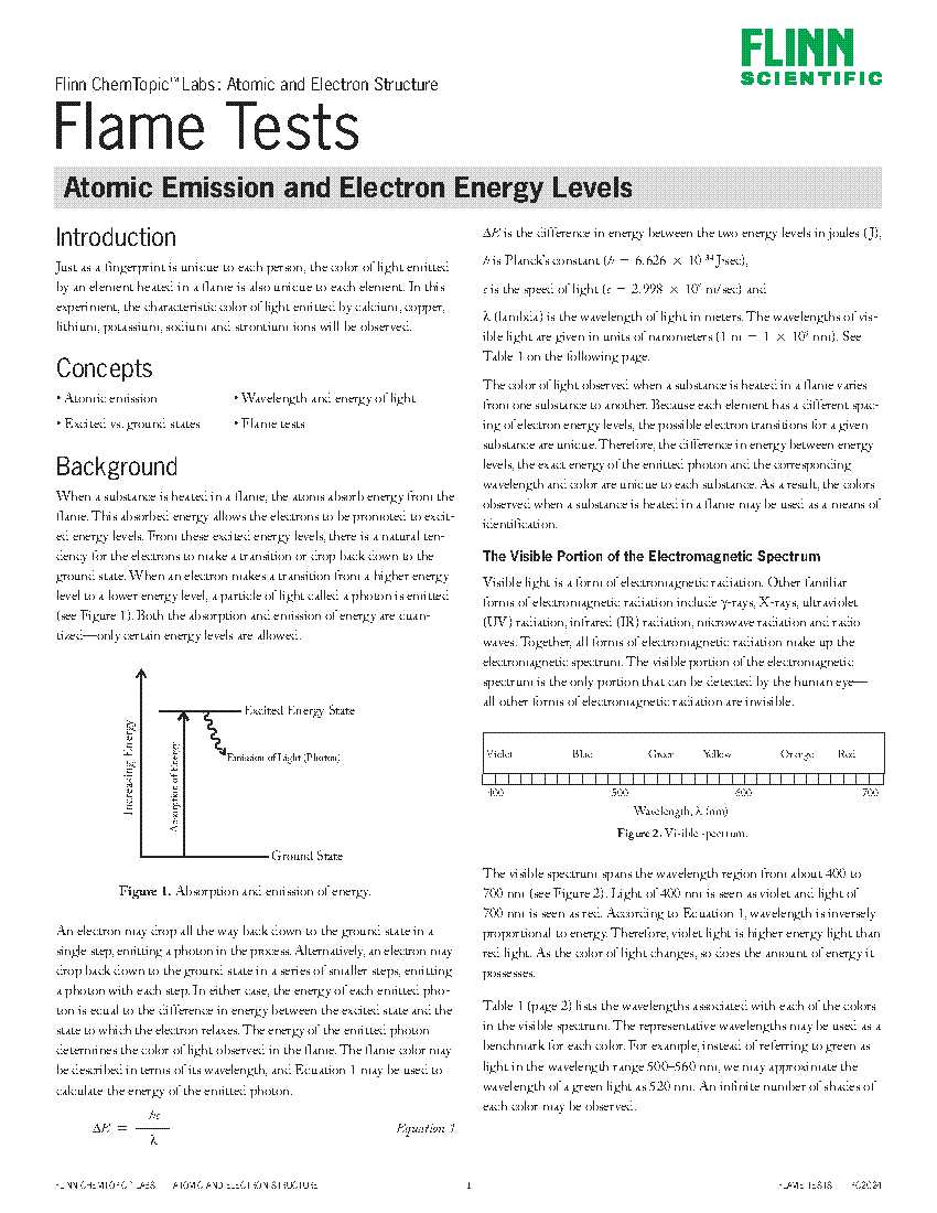 lab flame test answers