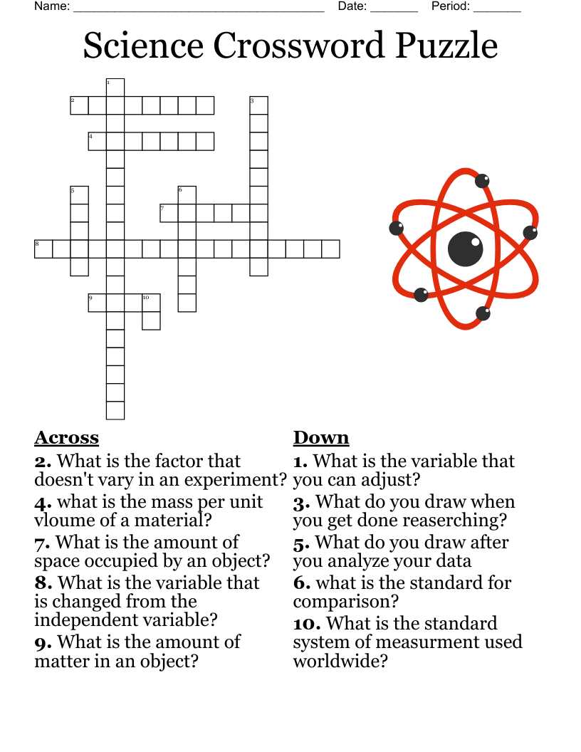 scientific method crossword puzzle answer key