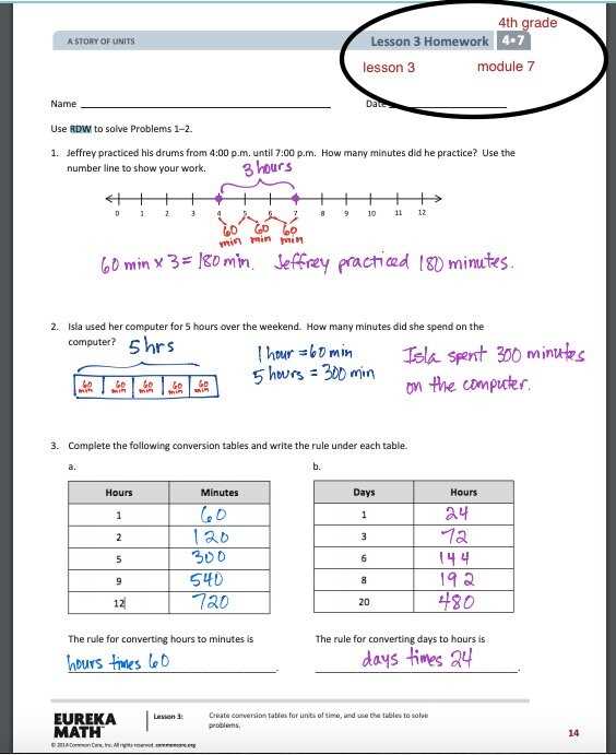 lesson 9 homework answer key