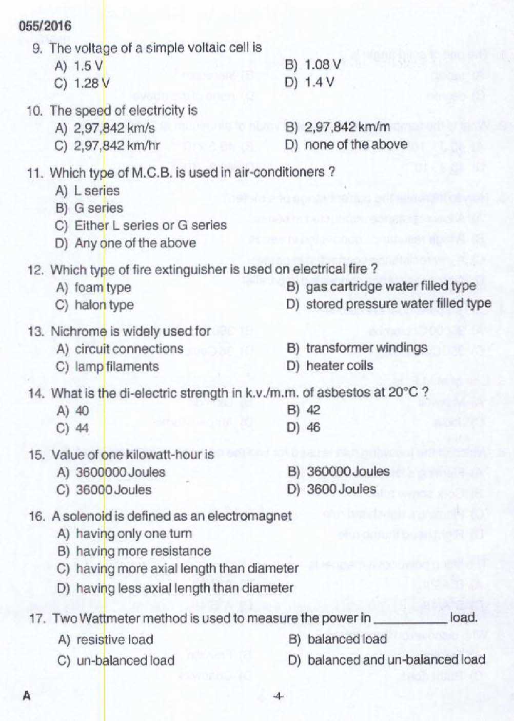 lineman exam questions and answers