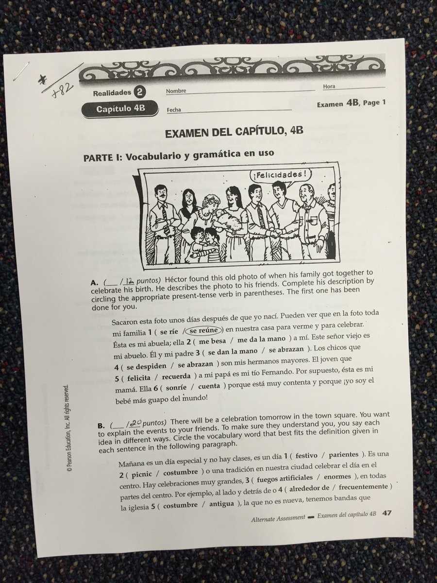 realidades 1 capitulo 4b examen answers