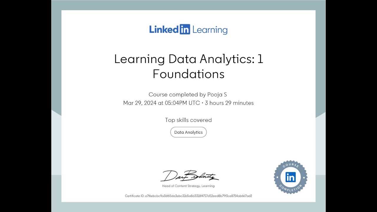 linkedin learning data analytics exam answers