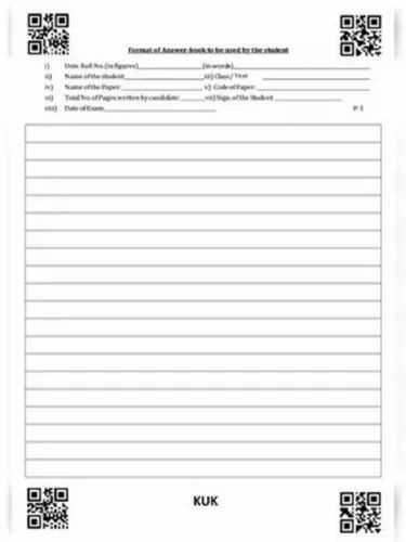 exam answer sheet paper