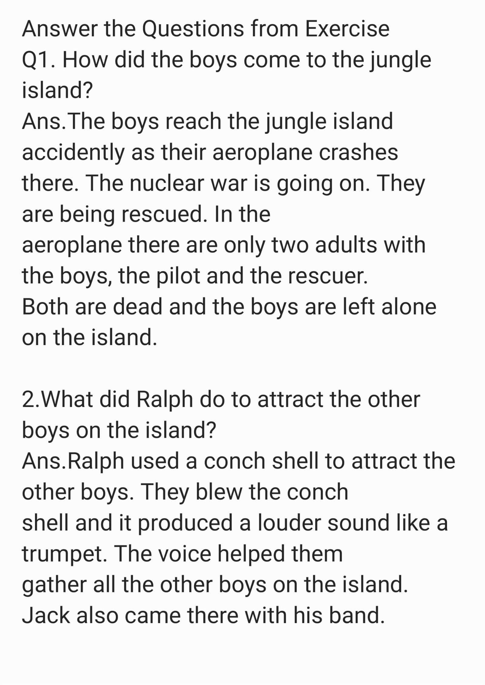 lord of the flies questions answers