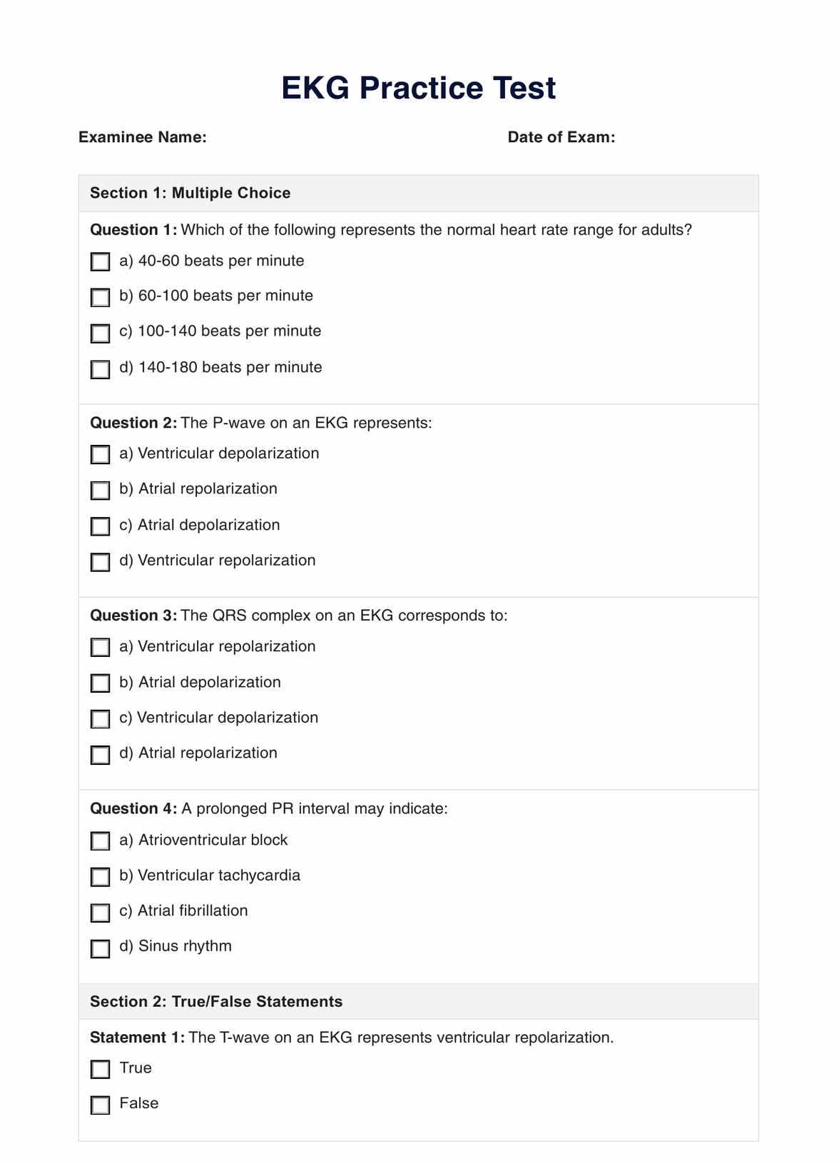 ekg practice exam with answers