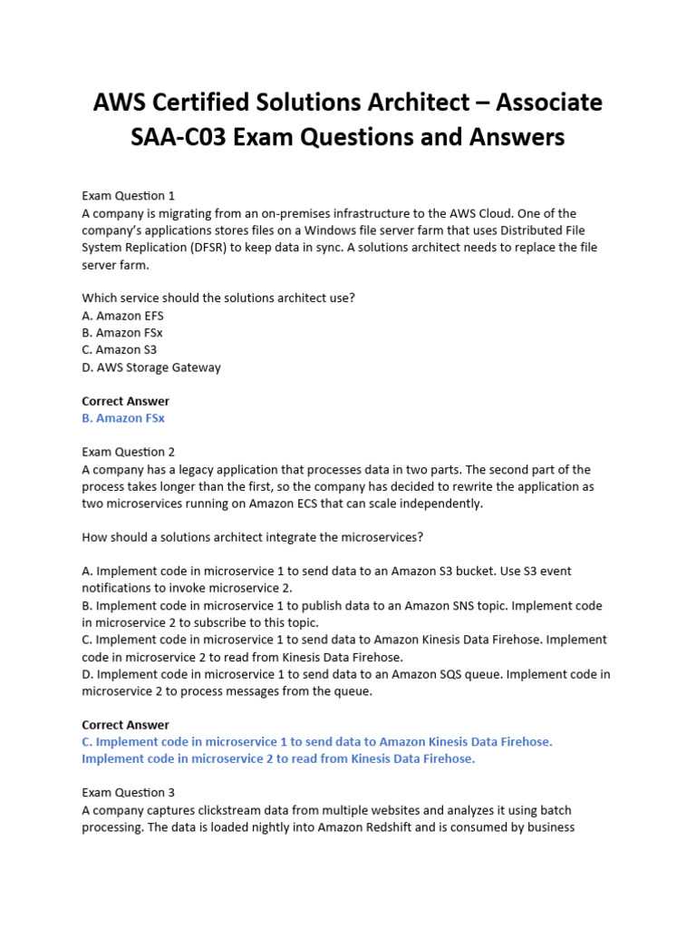 aws questions and answers for exam