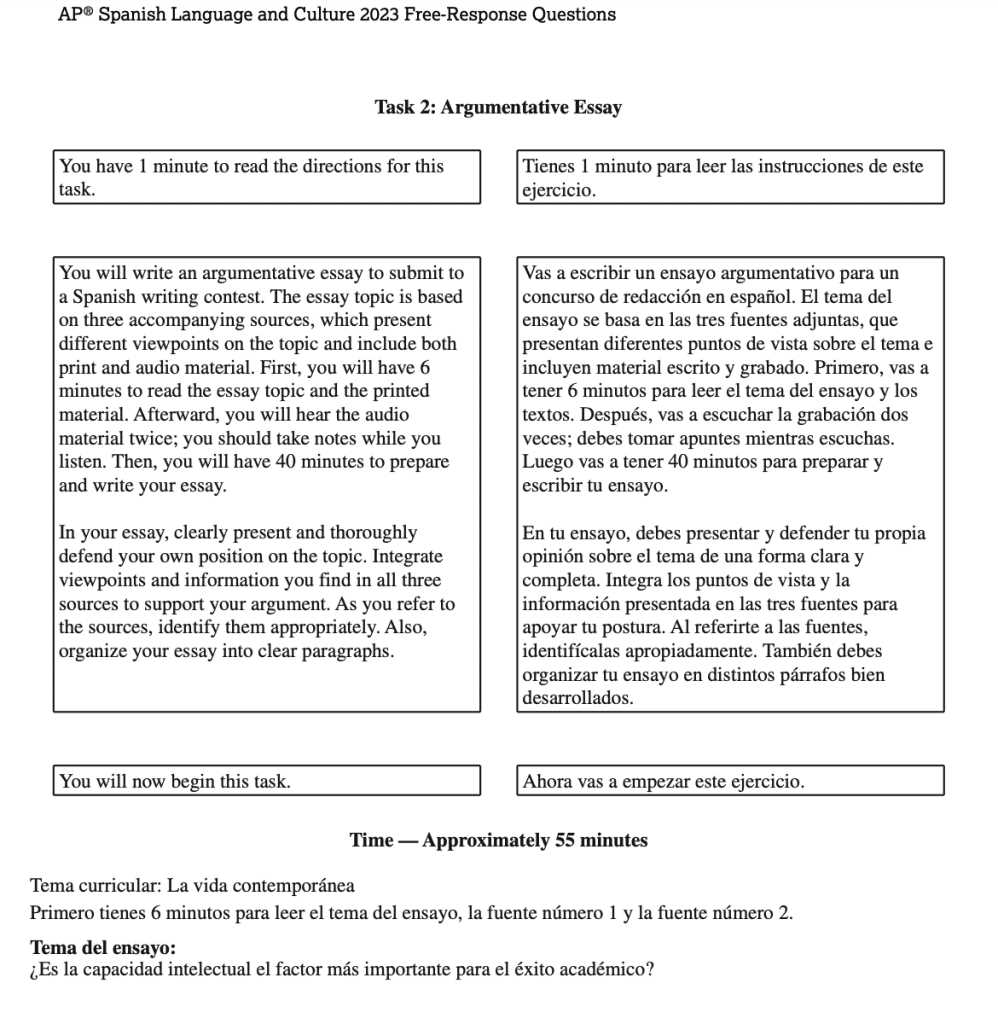 ap spanish language and culture practice exam multiple choice answers