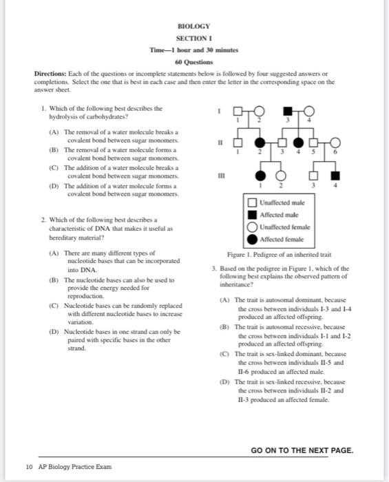 ap bio practice exam answers