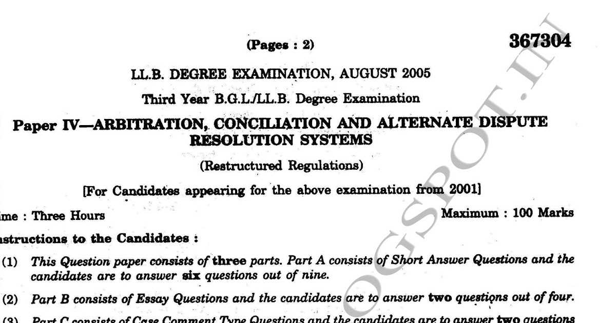 alternative dispute resolution exam questions and answers