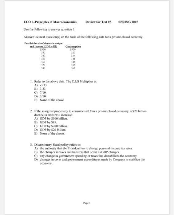 macroeconomics exam 3 answers