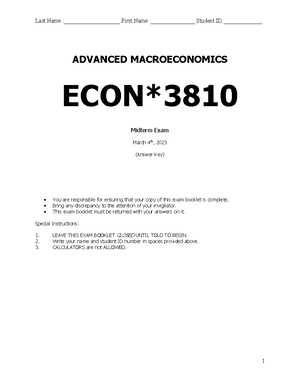 macroeconomics midterm exam answers