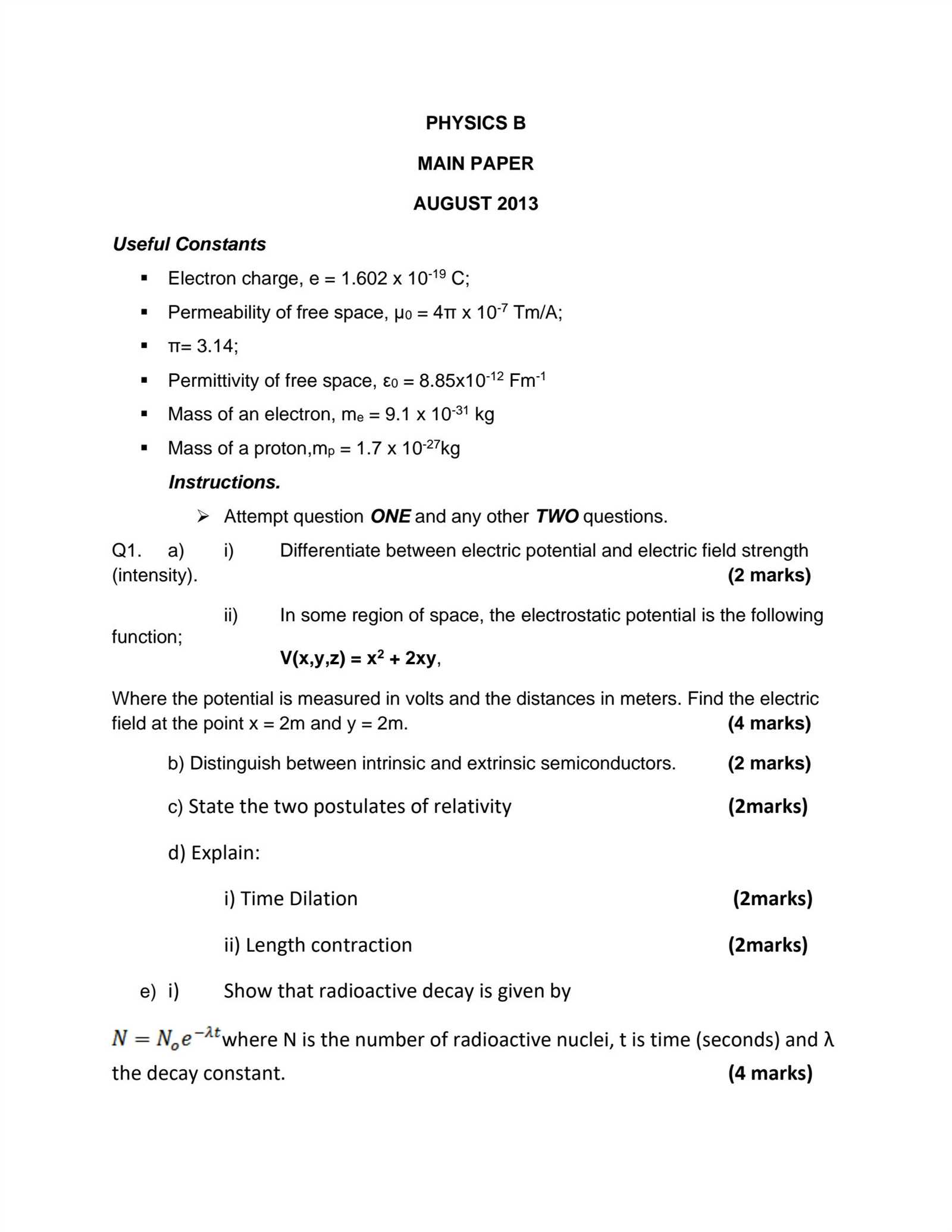 magnetism exam questions and answers